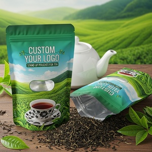 Custom Printed Resealable Aluminum Foil Flat Bottom Stand Up Zipper <b>Pouch</b> with Valve for Tea Coffee Bean Packaging Wholesale - Product Image 2