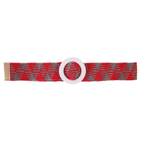 Ceinture large rétro bohème personnalisée de 5 cm en polyester/PU tressé élastique, style sauvage, pour robe chemise femme avec boucle en bois