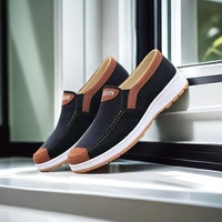 BAEWOON B95 Chaussures décontractées en tissu style vieux Pékin pour hommes avec semelle en tendon de boeuf, simples, antidérapantes, résistantes à l'usure, confortables, chaussures de travail