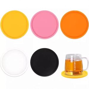 Sous-verres ronds en silicone durable avec impression de logo, design multicolore, en caoutchouc de qualité alimentaire pour café - Product Image 2