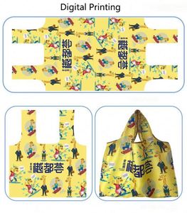 Custom Eco Friendly Reusable <b>Folding</b> Portable Recycle Foldable Polyester Fabric Grocery Tote Shopping Bag - Product Image 4