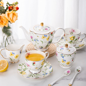 High Quality European-Style British Bone China Coffee Cup Saucer Set Direct From Manufacturer in China 15 Pcs <strong>Teaset</strong> - Product Image 1