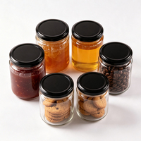 Bouteilles et bocaux de stockage en verre transparent de forme ronde en gros pour confiture, gelée, et conteneurs de cuisine en verre avec couvercle