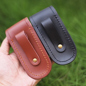Étui à couteau en cuir de vachette véritable avec logo personnalisé, boucle de ceinture et bouton pression en laiton pour EDC, camping en plein air - Product Image 5