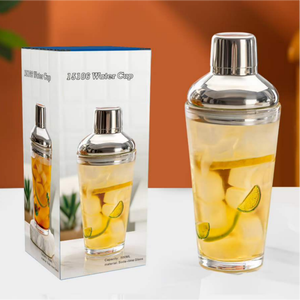 Shaker à cocktails en verre en gros avec bouchon en acier inoxydable, shaker mélangeur en verre sodalime de 500 ml pour bar et restaurant - Product Image 1