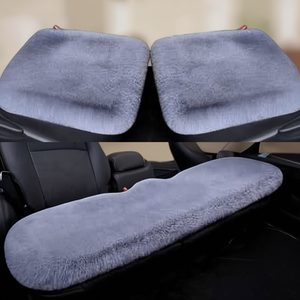 Gray <b>Fluffy</b> Seat <b>Cushion</b> Set For Car Front And Rear Seats 3-Piece - Product Image 2