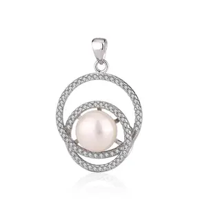 Bijoux personnalisés diamant 925 argent sterling moderne perle d'eau douce pendentif collier à breloques