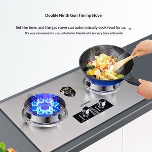 Estufa de <span class=keywords><strong>Gas</strong></span> de Acero Inoxidable de Alta Potencia con Encendido Electrónico por Pulsos, Doble Quemador, Temporizador Inteligente, para Instalación Empotrada o de Sobremesa - Product Image 2