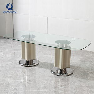 Turco spagnolo elegante sala da pranzo mobili in vetro villa di buona qualità 2m pieno vetro tavolo da pranzo per banchetti e sedia - Product Image 5