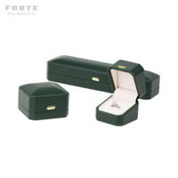 Boîte à bijoux FORTE en cuir PU vert, dôme arqué octogonal, doublure en velours, emballage cadeau personnalisé avec logo