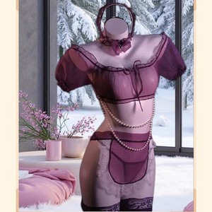 Conjunto de Lencería Erótica Golden Shuttle Morado Talla Única en Tela de Viscosa Ropa de Dormir Femenina - Product Image 3