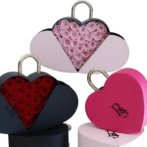 Boîte en forme de cœur rose personnalisée en usine, <span class=keywords><strong>roses</strong></span> éternelles conservées, fleurs naturelles réelles, idéales pour la Saint-Valentin, Halloween - Product Image 3