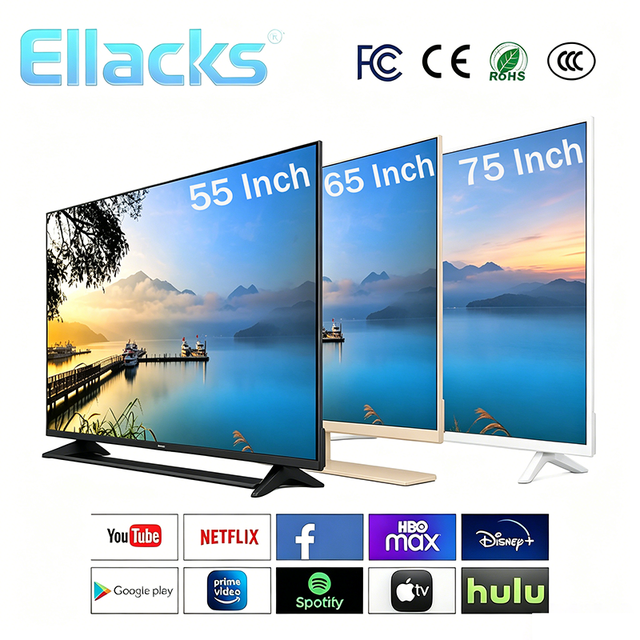Factory Price Ellacks Hotel TV 55-85 Inch 4K UHD Frameless Smart LCD LED Android Google TV WiFi BT Customizable