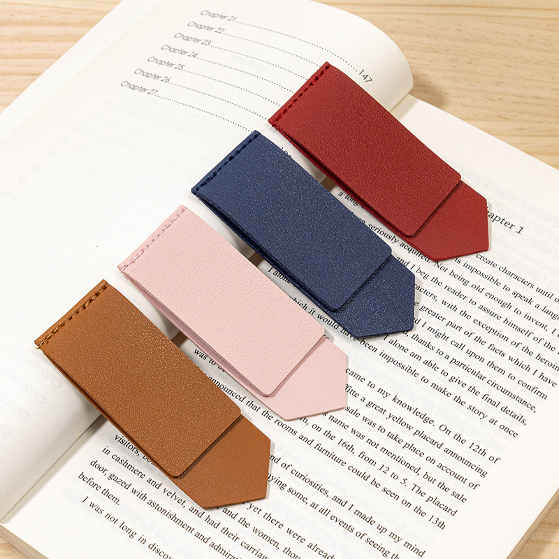 Solid Color PU Leather Bookmark Square