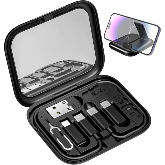 Multifunctional 60w 3A Usb Data Cable Fast Charge 6 in 1 USB C Charging Cable Kit with Mirror Phone Travel Adapter Set
