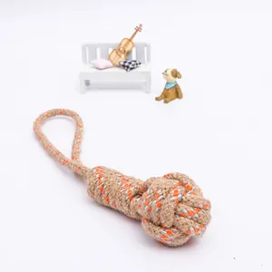 Natural Cotton Rope Squeak Toys Dog Balls Dog Toy Ropes Tug of War Ball