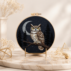 Kit de Bordado DIY para Principiantes, Patrón de Gato, Luna y Estrella, Kit de Iniciación al Bordado a Mano Todo en Uno - Product Image 3