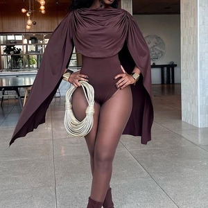 Combinaison sexy à manches longues et col en V pour femme, nouvelle collection, coupe ajustée, tendance - Product Image 3