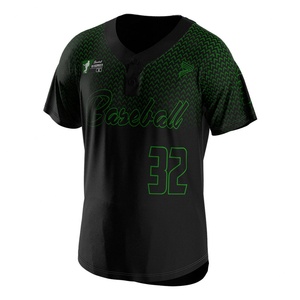 Newest V Neck Embroidery <b>Hip</b>-Hop Baseball T Shirt Two Button Baseball Jersey - Product Image 1