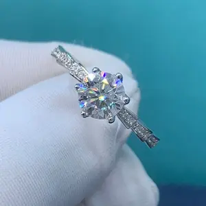 ShangJie Raw Moissanite anello 2021 nuovo argento placcato Pt950 oro 1 carato anello di fidanzamento diamante
