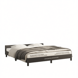 Base de Cama Tapizada en Terciopelo Gris Oscuro, Diseño Moderno y Suave - Product Image 1