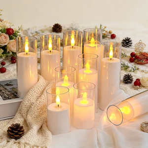 Bougies LED sans <span class=keywords><strong>flamme</strong></span> à piles, supports transparents, effet de <span class=keywords><strong>flamme</strong></span> <span class=keywords><strong>vacillante</strong></span> réaliste, écologiques, pour Diwali, Noël, mariage - Product Image 2