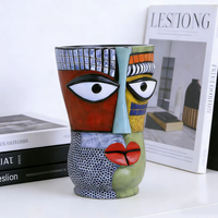 Picasso-Stil Abstrakte Gesichts-Harzvase Nordische Kreative Menschliche Porträt-Blumenvase Heimdekoration Moderne Kunstskulptur Handgemalt
