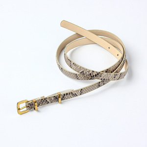 Ceinture pour femme à imprimé serpent, boucle dorée fine, style professionnel, accessoire de mode pour adulte - Product Image 1