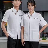 Nouveau Chef Service de restauration femmes hommes manteau hôtel uniformes poches chemise Restaurant personnel uniforme