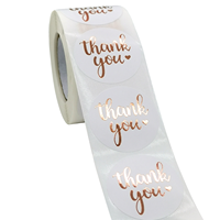 Explosif 500 pièces/rouleau 3.8cm rouleau avec or chaud merci pour l'achat d'étiquette autocollante décorative commerciale