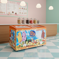 Congeladores Comerciales X-MING en Oferta para Exhibición de Helados y Paletas, 280L/350L/450L, Puerta de Vidrio Curva