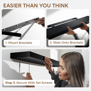 رفوف خشبية عائمة بلون بني ريفي، رف صغير معلق على الحائط للحمام وغرفة المعيشة، مجموعة تخزين وديكور - Product Image 6