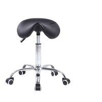 Chaise de tabouret de selle en cuir imperméable réglable en hauteur avec roues chaise de salon de beauté en acier inoxydable pour le maquillage permanent