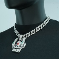 Nouvelle arrivée Stock cubain Miami lien chaîne Hip Hop alliage et Bling strass personnage de dessin animé gorille argent sac pendentif collier