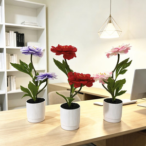 Fleurs de pivoine artificielles Paulon, 27 cm de haut, en plastique et tissu, plantes en pot pour décorations de maison et de mariage - Product Image 1