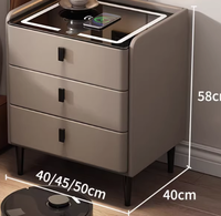 Table de chevet intelligente en bois massif 2025 avec serrure avancée et 2 tiroirs, style moderne et luxueux pour chambre d'appartement