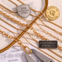 Collier chaîne à maillons en acier inoxydable 316L de qualité supérieure |   Bijoux pour femmes plaqués or 18 carats, résistants au ternissement, provenant de marques haut de gamme