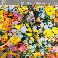 Tissu en crêpe de Chine à imprimé floral aquarelle, best-seller, résistant aux plis, respirant, bon tombé, pour vêtements féminins