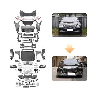 Nouveau kit carrosserie parfait Classe S W221 2006-2014, mise à niveau vers W223 2021+ : Pare-chocs Maybach avec <span class=keywords><strong>crochet</strong></span> de remorquage et clips, pièces de calandre, lampes - Product Image 2