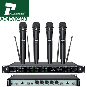 <span class=keywords><strong>Microfono</strong></span> Wireless <span class=keywords><strong>Professionale</strong></span> Paulkitson AD4Q, 4 Canali UHF 470-940mhz, <span class=keywords><strong>Microfono</strong></span> da Studio e Palco con Auricolare e <span class=keywords><strong>Lavalier</strong></span> - Product Image 2