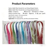 13 Farben Einzelpackung Zebra Grizzly Synthetische Haarfaser Fliegenbindematerial für Hecht-Streamer & Salzwasser-Minnow-Fliegen