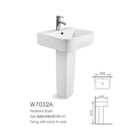 MT-7032A Style Moderne Salle De Bain Rectangulaire En Céramique Lavabo Avec Piédestal Pour Le marché Arabe
