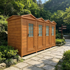 Toilettes portables multi-unités de haute qualité, aspect bois, préfabriquées, avec lavabo, pour zones touristiques et campings - Product Image 1