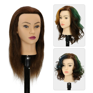 Tête de mannequin <span class=keywords><strong>d</strong></span>'enseignement en cheveux humains 100% naturels, 51 cm, cheveux raides pour la coupe, le tressage et les applications de <span class=keywords><strong>d</strong></span>écoloration des cheveux - Product Image 5