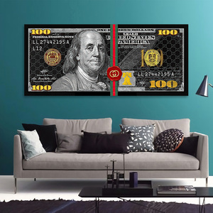 El Presidente estadounidense <span class=keywords><strong>Benjamin</strong></span> Franklin, cuadro de 100 dólares, pintura para decoración del hogar, póster rico, pinturas impresas en HD - Product Image 3