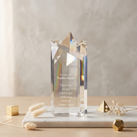 Trophée en verre imitation cristal antique Creative Star, design gravé au laser, plaque de récompense vierge personnalisable pour cadeaux promotionnels