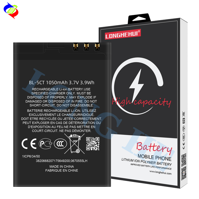 1050mAh BL-5CT Li-ion Battery for C5 5MP & C6-01 & RM-776 Smartphone for Nokia