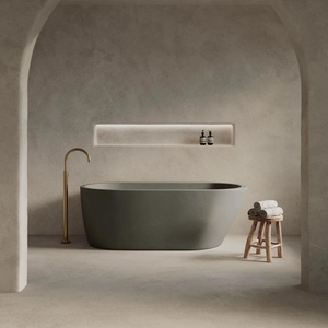 Commercial Grade Custom Shape Concrete Bathtub High End Hotel Bathroom <b>Freestanding</b> Cement Tub Bulk Export Sourcing Vietnam - Product Image 2