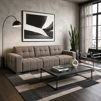 Canapé d'angle carré moderne de luxe avec revêtement en tissu pour salon, appartement, villa ou hôtel, design modulaire élégant