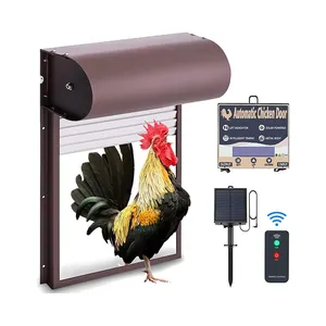 Güneş enerjili özel alüminyum tavuk kapı Opnner işık algılama uzaktan kumandalı otomatik tavuk kapı